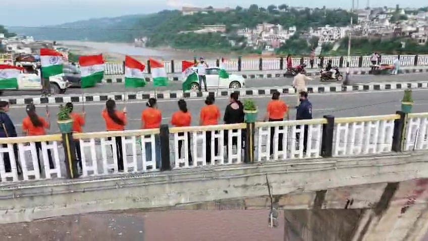 On the march — a sea of tricolour