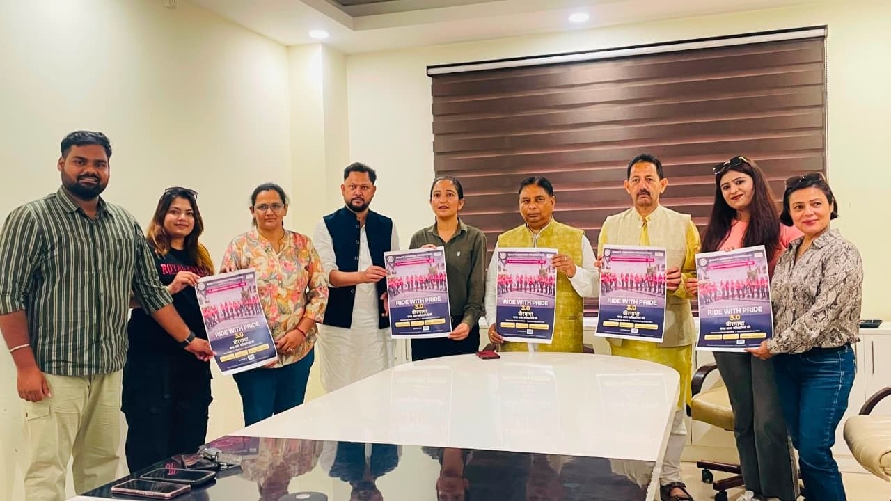 Jersey and poster of Ride With Pride 3.0 – Veergatha being unveiled by Hon'ble MP (Rajya Sabha) Sh. Sat Pal Sharma with the Shakti Udghosh Foundation team